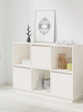 VidaXL Dressoir 110,5x35x80 cm massief grenenhout wit