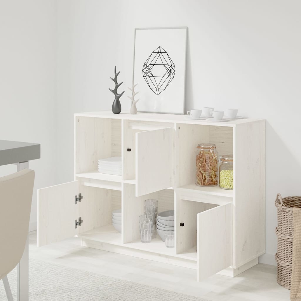 VidaXL Dressoir 110,5x35x80 cm massief grenenhout wit