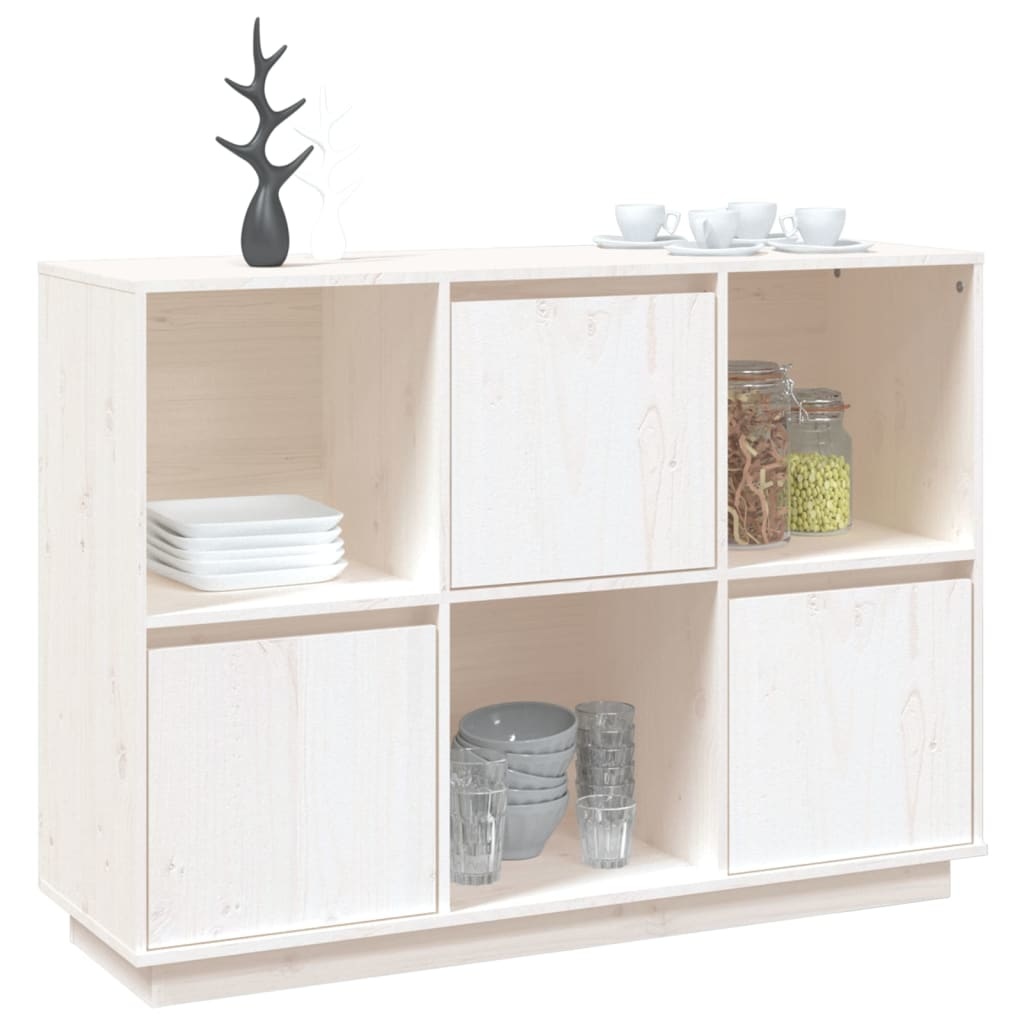 VidaXL Dressoir 110,5x35x80 cm massief grenenhout wit