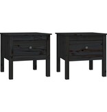 VidaXL Bijzettafels 2 st 50x50x49 cm massief grenenhout zwart