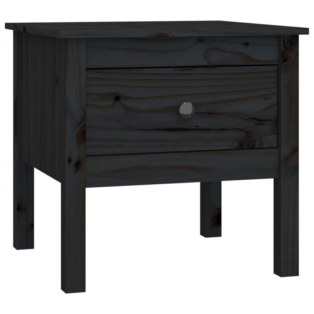 VidaXL Bijzettafel 50x50x49 cm massief grenenhout zwart
