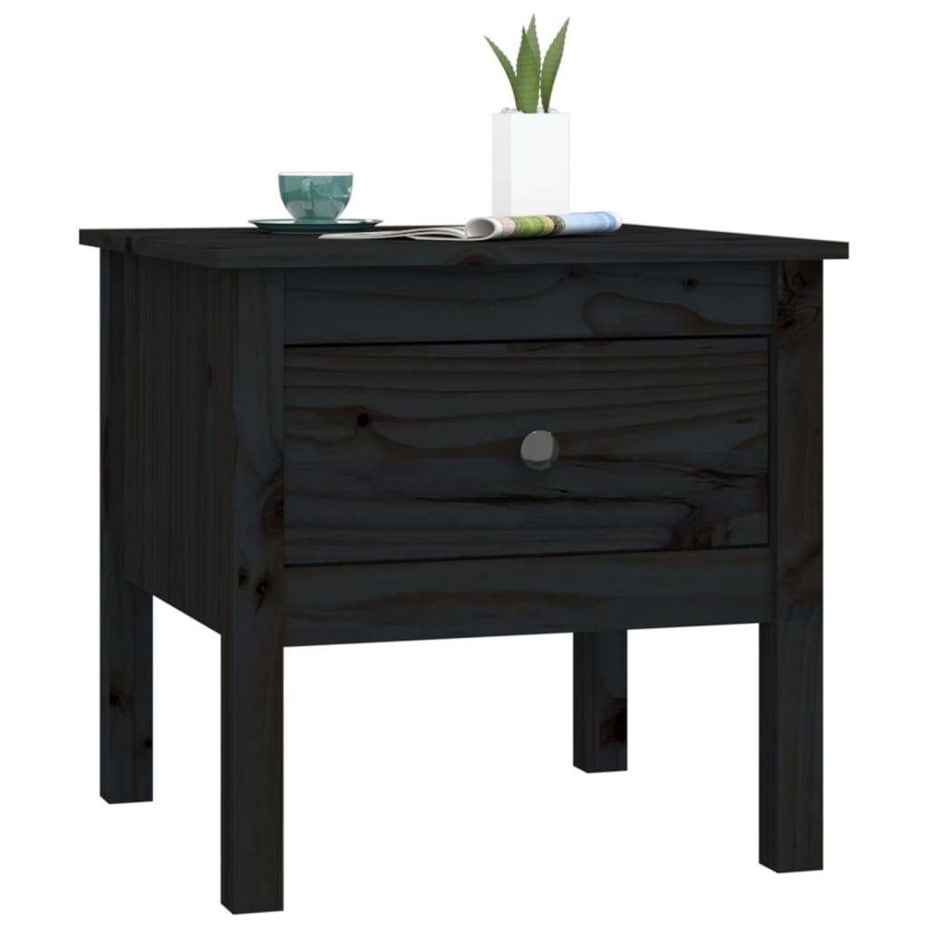 VidaXL Bijzettafel 50x50x49 cm massief grenenhout zwart