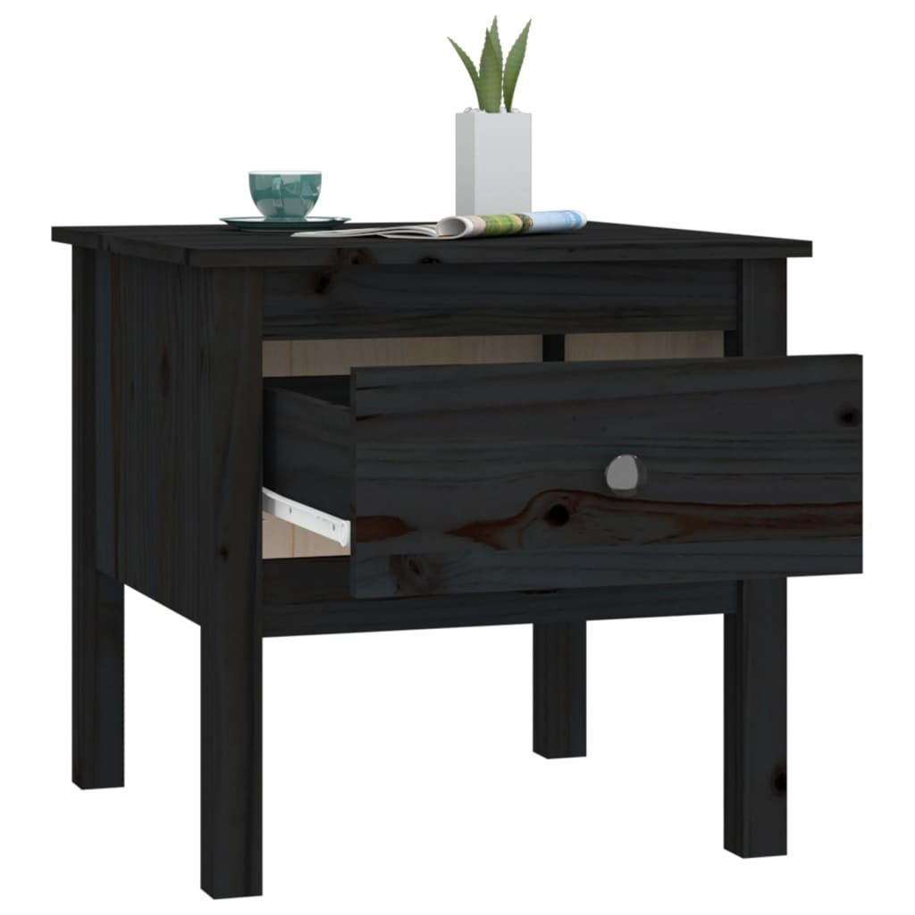 VidaXL Bijzettafel 50x50x49 cm massief grenenhout zwart