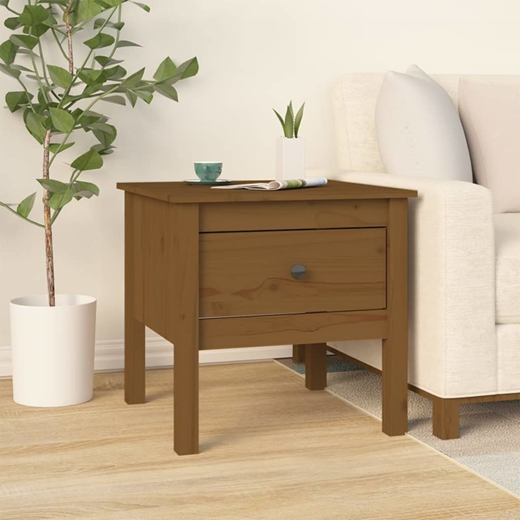 VidaXL Bijzettafel 50x50x49 cm massief grenenhout honingbruin