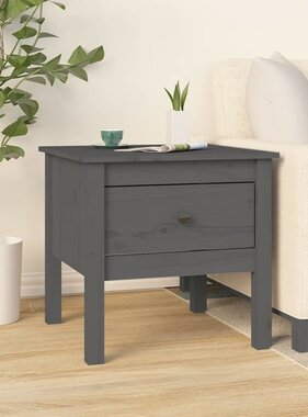 VidaXL Bijzettafel 50x50x49 cm massief grenenhout grijs