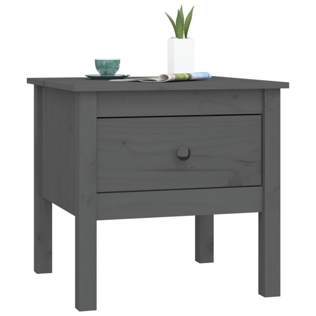 VidaXL Bijzettafel 50x50x49 cm massief grenenhout grijs