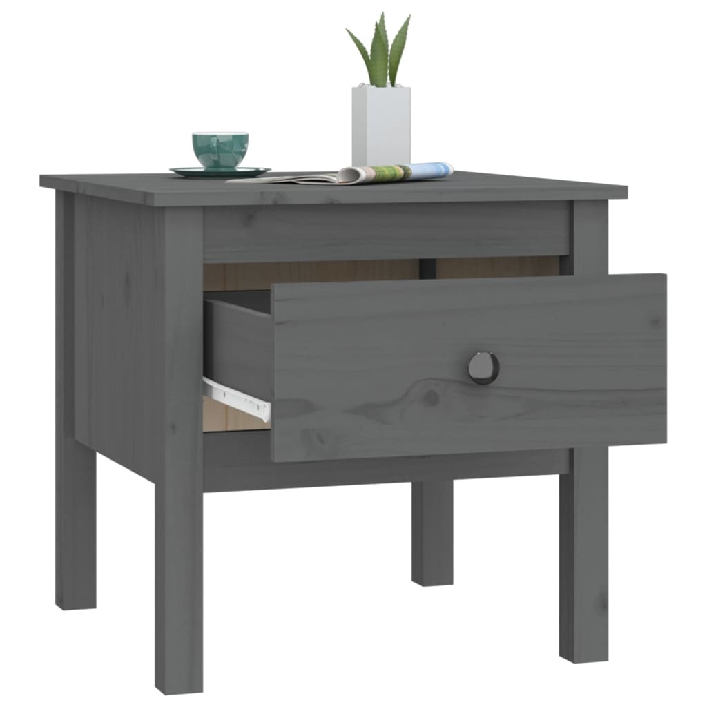 VidaXL Bijzettafel 50x50x49 cm massief grenenhout grijs
