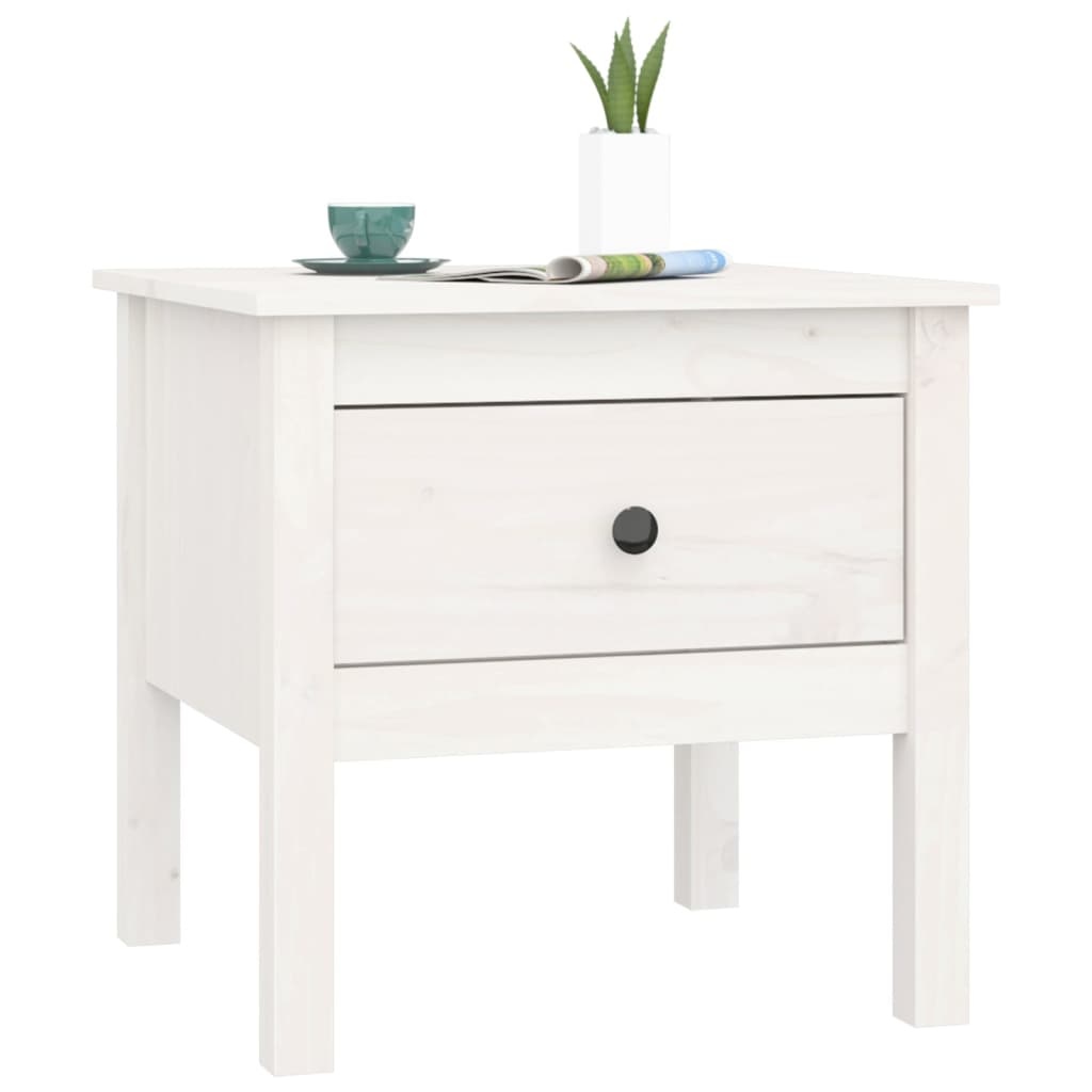 VidaXL Bijzettafel 50x50x49 cm massief grenenhout wit