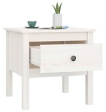 VidaXL Bijzettafel 50x50x49 cm massief grenenhout wit