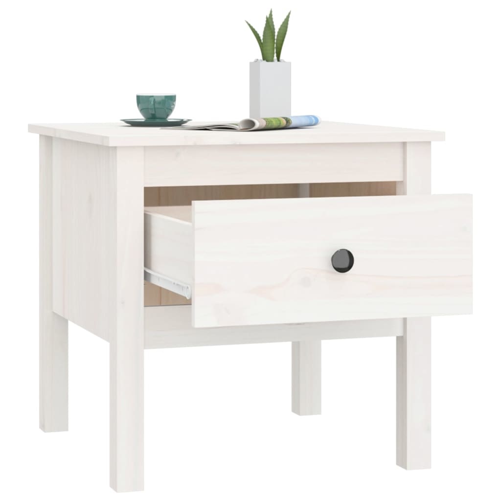 VidaXL Bijzettafel 50x50x49 cm massief grenenhout wit