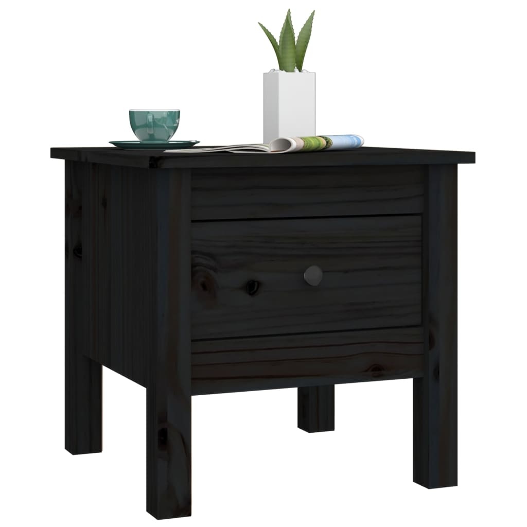 VidaXL Bijzettafel 40x40x39 cm massief grenenhout zwart