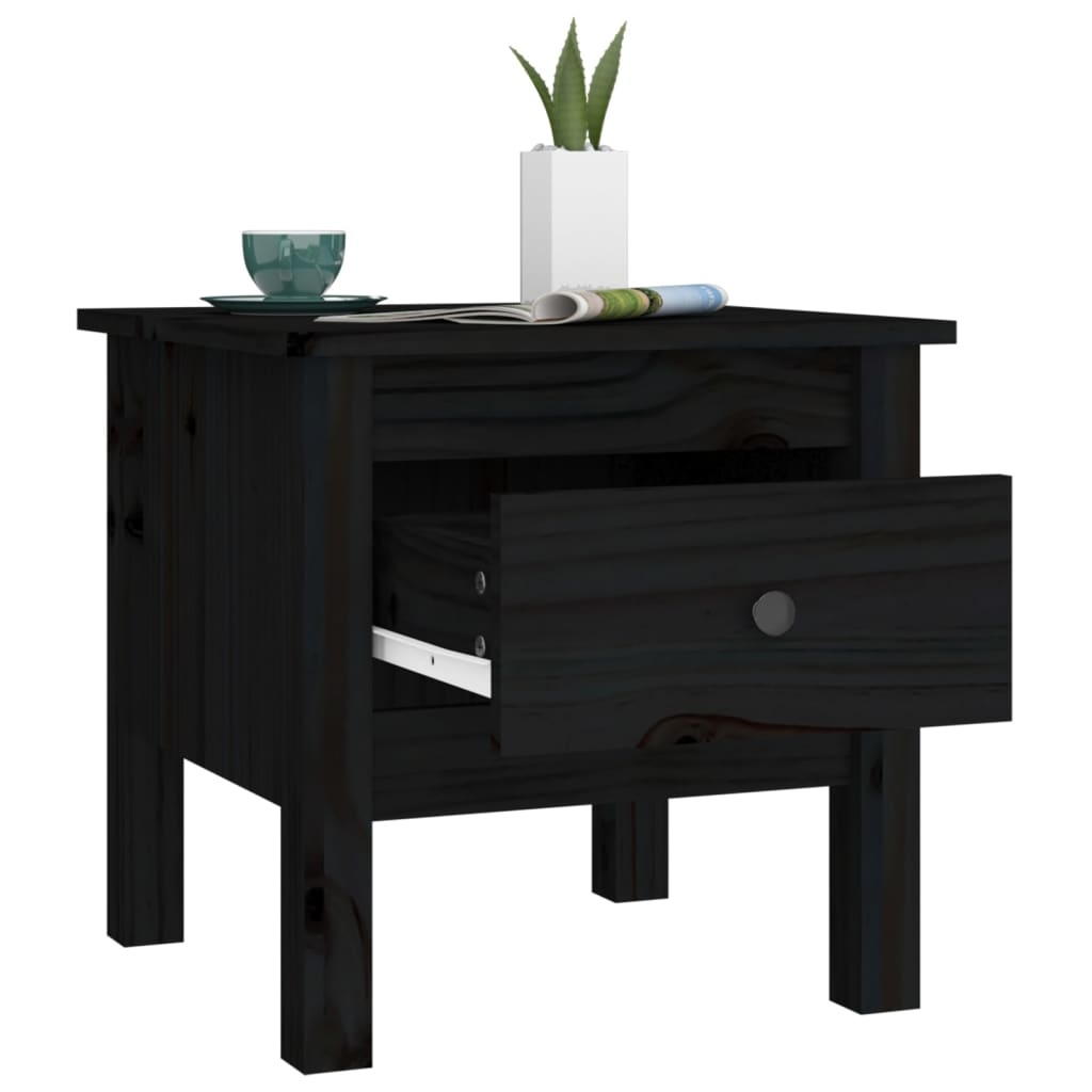 VidaXL Bijzettafel 40x40x39 cm massief grenenhout zwart