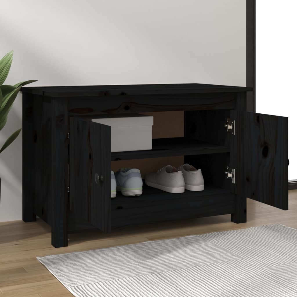 VidaXL Schoenenkast 70x38x45,5 cm massief grenenhout zwart