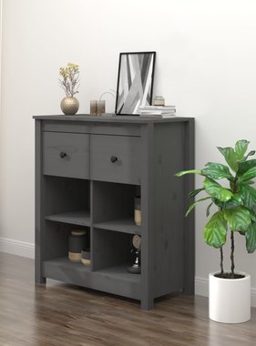VidaXL Dressoir 70x35x80 cm massief grenenhout grijs
