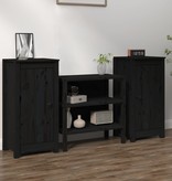 VidaXL Dressoirs 2 st 40x35x80 cm massief grenenhout zwart
