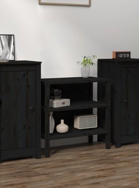 VidaXL Dressoirs 2 st 40x35x80 cm massief grenenhout zwart