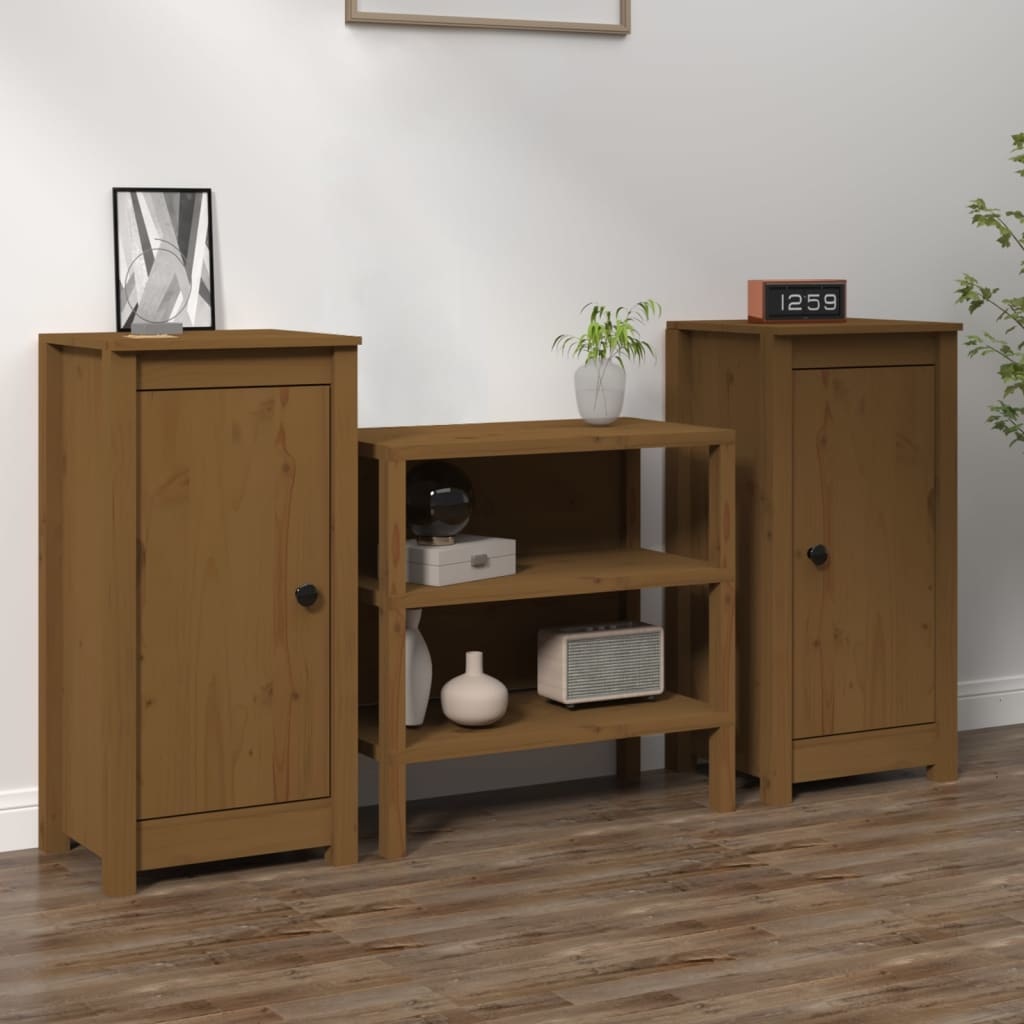 VidaXL Dressoirs 2 st 40x35x80 cm massief grenenhout honingbruin