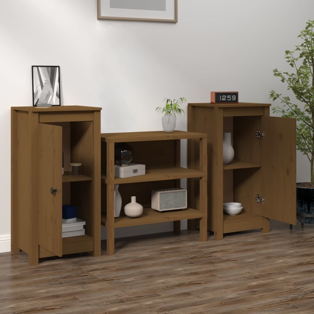 VidaXL Dressoirs 2 st 40x35x80 cm massief grenenhout honingbruin