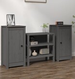 VidaXL Dressoirs 2 st 40x35x80 cm massief grenenhout grijs