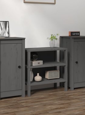 VidaXL Dressoirs 2 st 40x35x80 cm massief grenenhout grijs