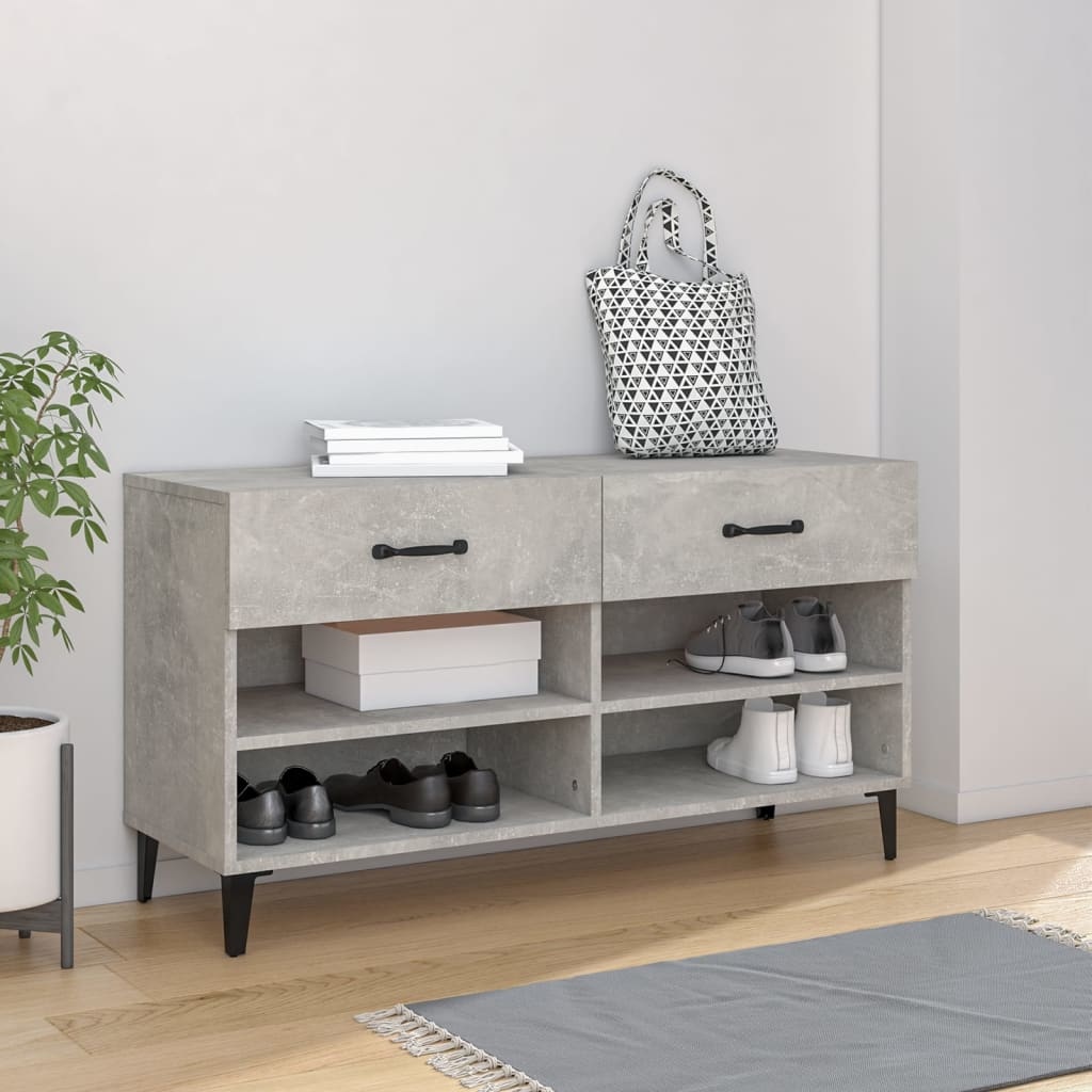 VidaXL Schoenenkast 102x35x55 cm bewerkt hout betongrijs