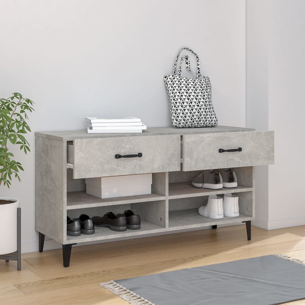 VidaXL Schoenenkast 102x35x55 cm bewerkt hout betongrijs