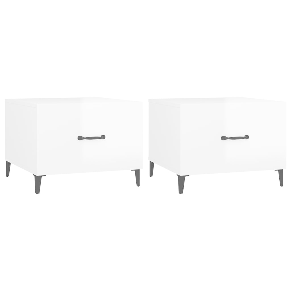 VidaXL Salontafels 2 st met metalen poten 50x50x40 cm hoogglans wit