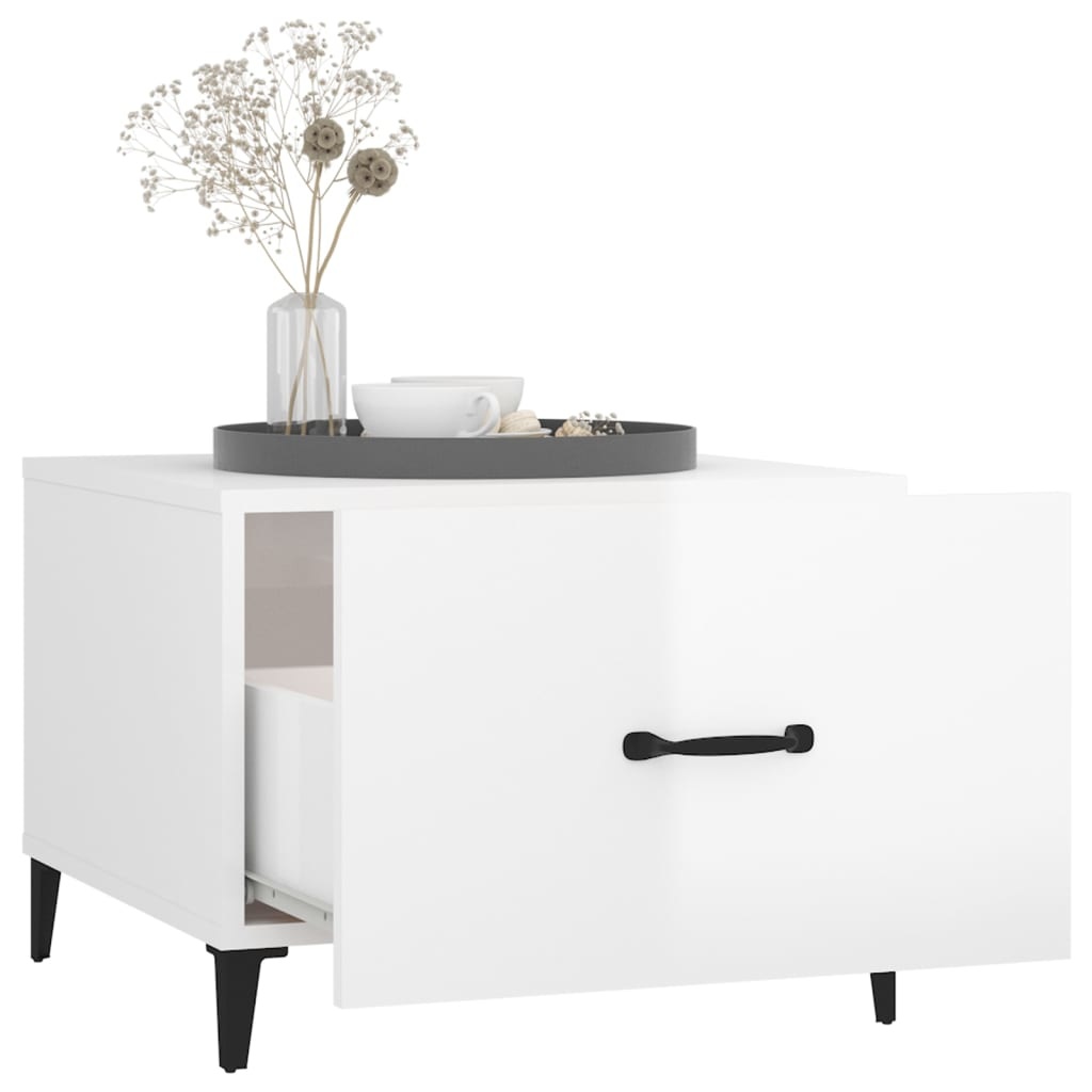 VidaXL Salontafels 2 st met metalen poten 50x50x40 cm hoogglans wit