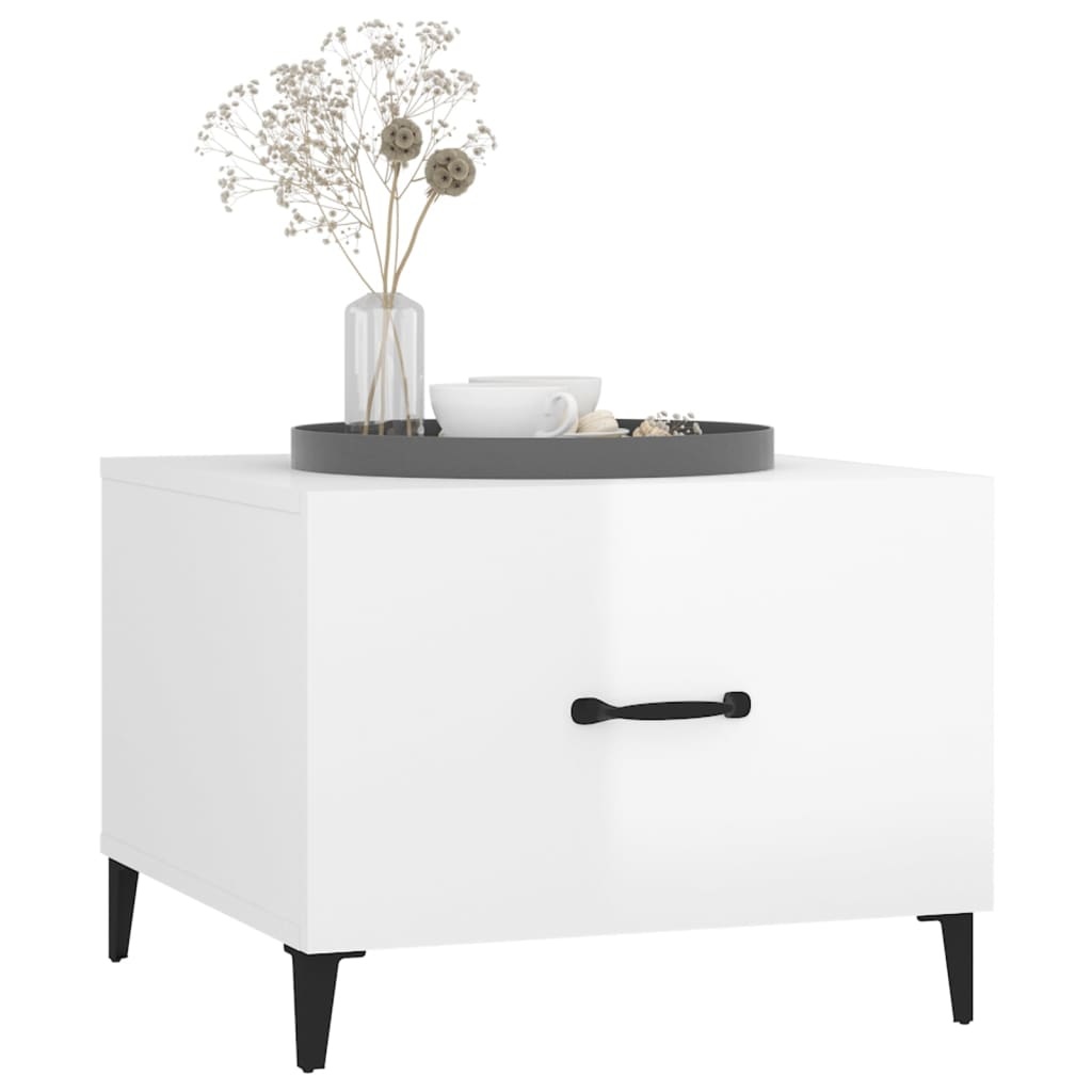VidaXL Salontafel met metalen poten 50x50x40 cm hoogglans wit