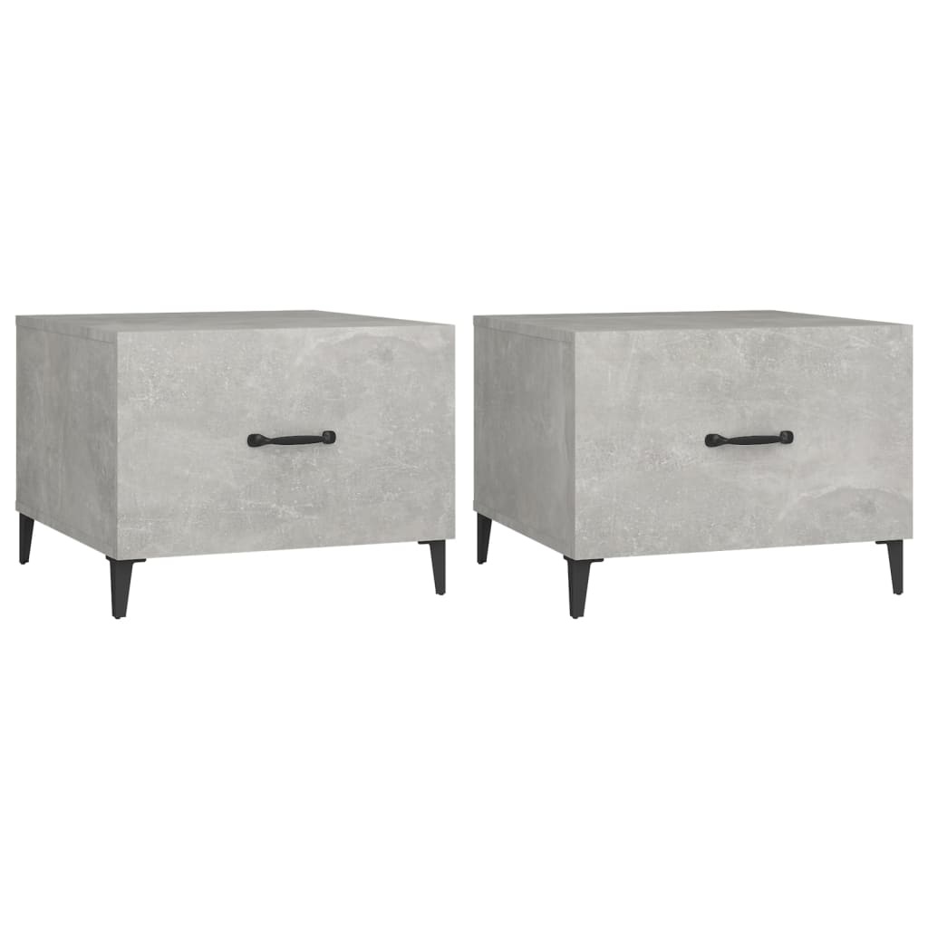VidaXL Salontafel 2 st met metalen poten 50x50x40 cm betongrijs