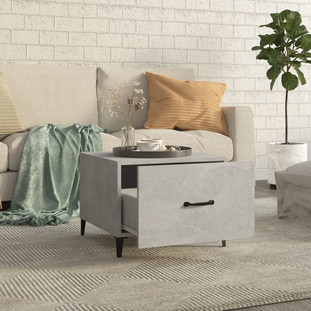 VidaXL Salontafel 2 st met metalen poten 50x50x40 cm betongrijs