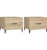 VidaXL Salontafel 2 st met metalen poten 50x50x40 cm sonoma eikenkleur