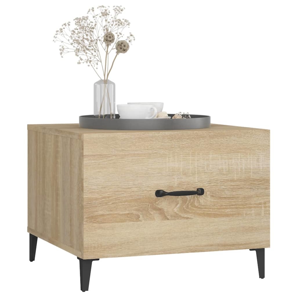 VidaXL Salontafel 2 st met metalen poten 50x50x40 cm sonoma eikenkleur