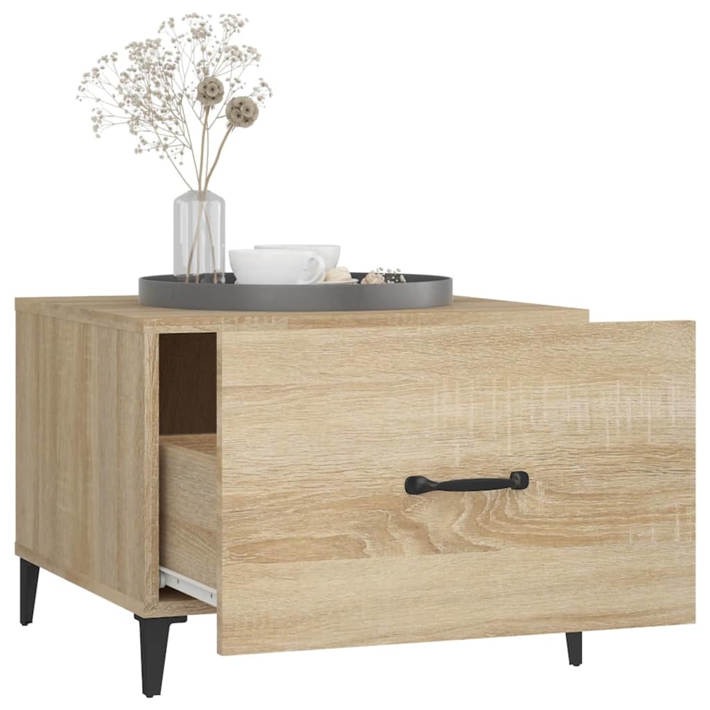 VidaXL Salontafel 2 st met metalen poten 50x50x40 cm sonoma eikenkleur