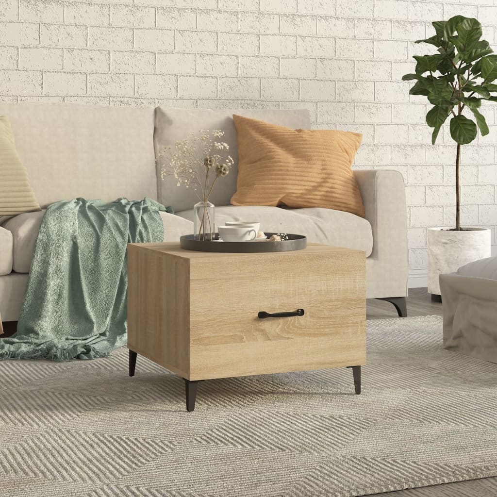 VidaXL Salontafel met metalen poten 50x50x40 cm sonoma eikenkleurig