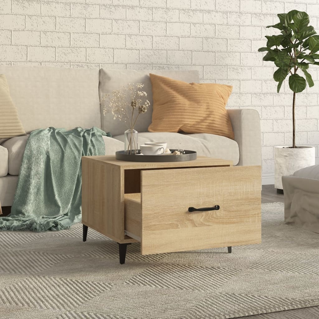 VidaXL Salontafel met metalen poten 50x50x40 cm sonoma eikenkleurig