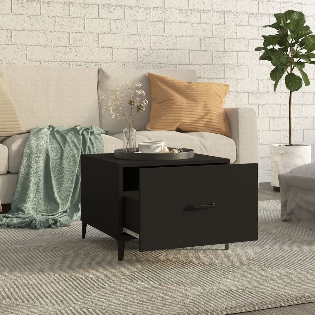 VidaXL Salontafel 2 st met metalen poten 50x50x40 cm zwart
