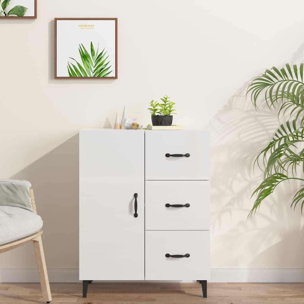 VidaXL Dressoir 69,5x34x90 cm bewerkt hout hoogglans wit