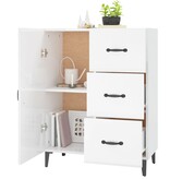 VidaXL Dressoir 69,5x34x90 cm bewerkt hout hoogglans wit