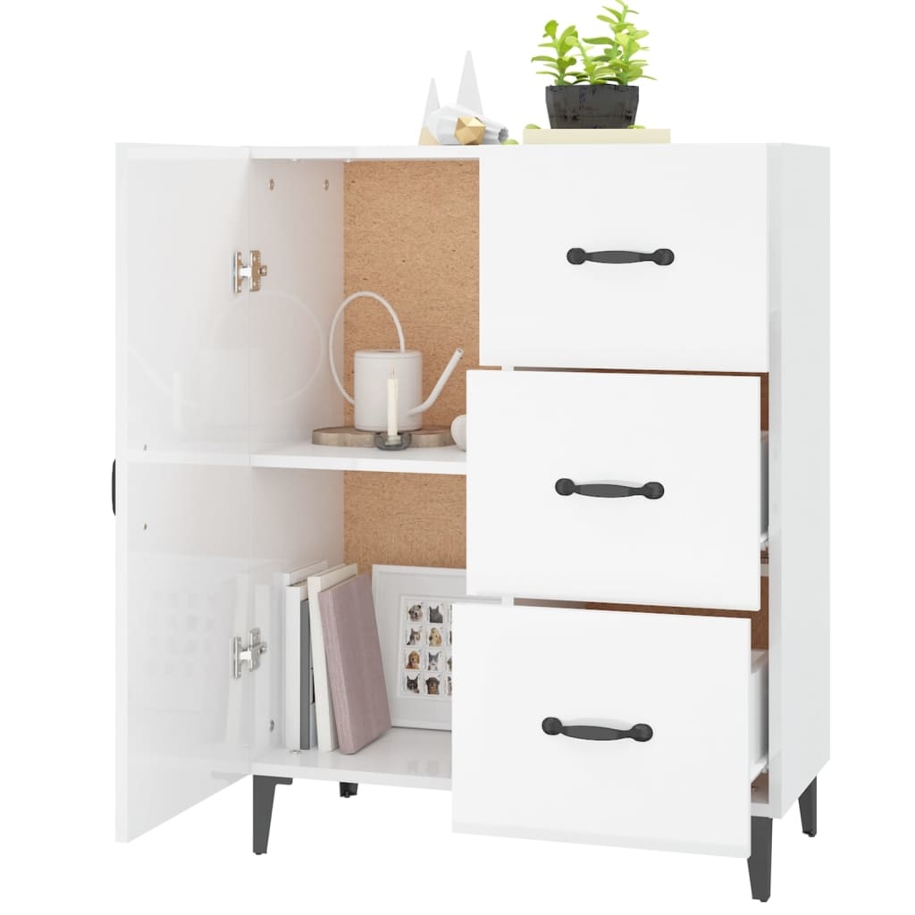 VidaXL Dressoir 69,5x34x90 cm bewerkt hout hoogglans wit