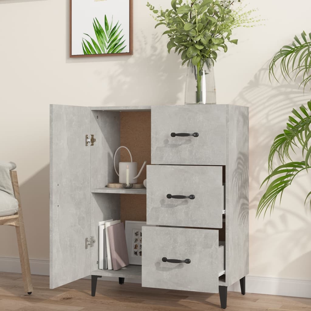 VidaXL Dressoir 69,5x35x90 cm bewerkt hout betongrijs