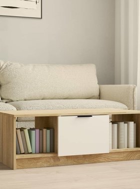 VidaXL Salontafel 102x50x36 cm bewerkt hout wit en sonoma eikenkleurig