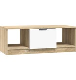 VidaXL Salontafel 102x50x36 cm bewerkt hout wit en sonoma eikenkleurig