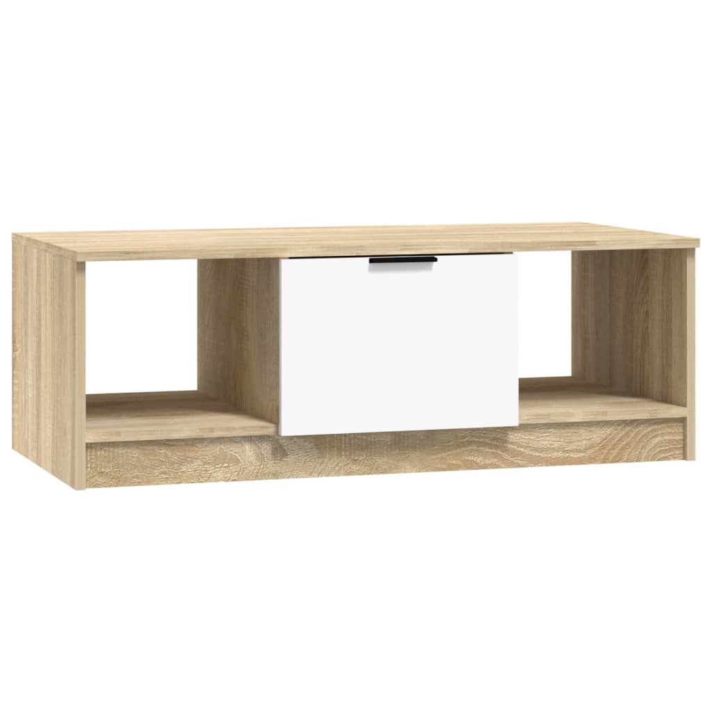 VidaXL Salontafel 102x50x36 cm bewerkt hout wit en sonoma eikenkleurig