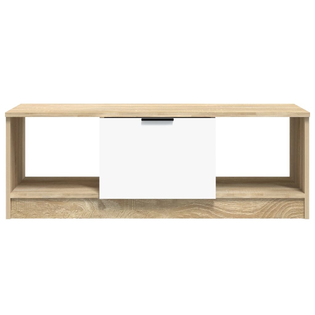 VidaXL Salontafel 102x50x36 cm bewerkt hout wit en sonoma eikenkleurig