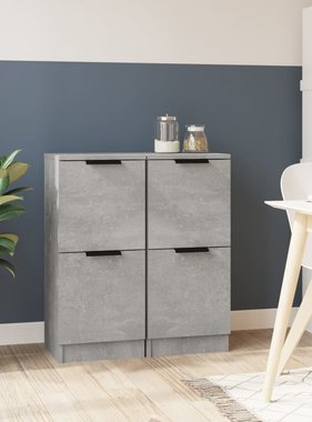 VidaXL Dressoirs 2 st 30x30x70 cm bewerkt hout betongrijs