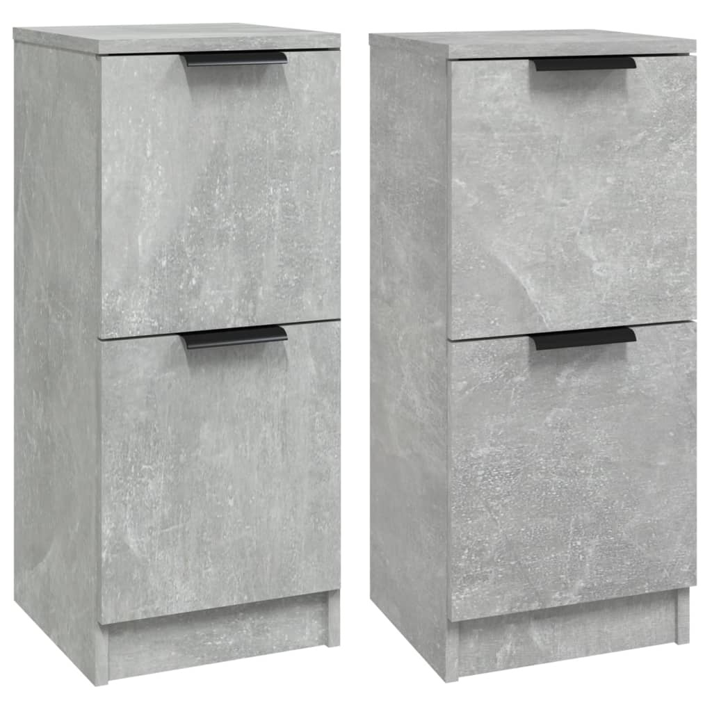 VidaXL Dressoirs 2 st 30x30x70 cm bewerkt hout betongrijs