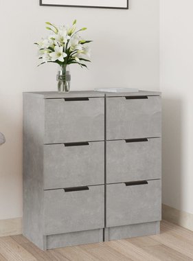 VidaXL Dressoirs 2 st 30x30x70 cm bewerkt hout betongrijs