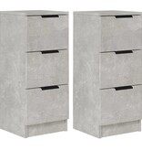 VidaXL Dressoirs 2 st 30x30x70 cm bewerkt hout betongrijs