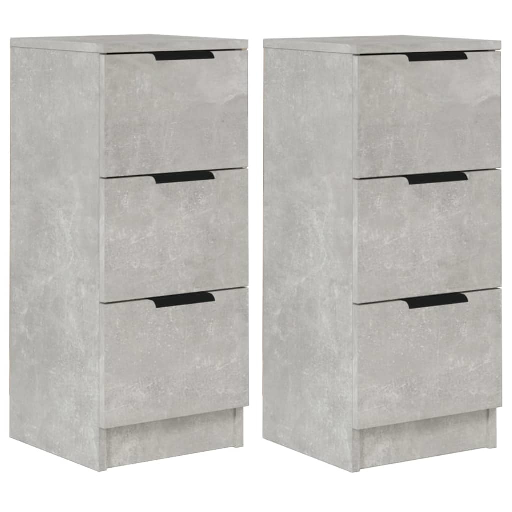 VidaXL Dressoirs 2 st 30x30x70 cm bewerkt hout betongrijs